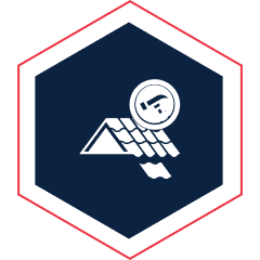 Roof icon inside hexagonal border.